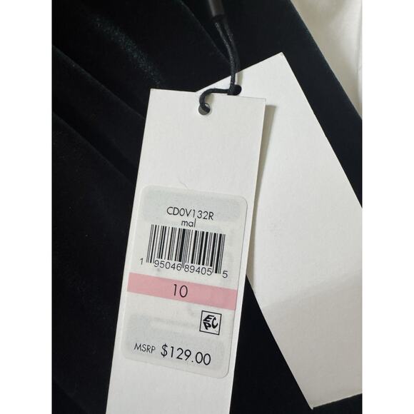 NWT CALVIN KLEIN WOMENS 10 VELVET WRAP LONG SLEEVE DRESS GREEN 80s HOLIDAY - Picture 8 of 9